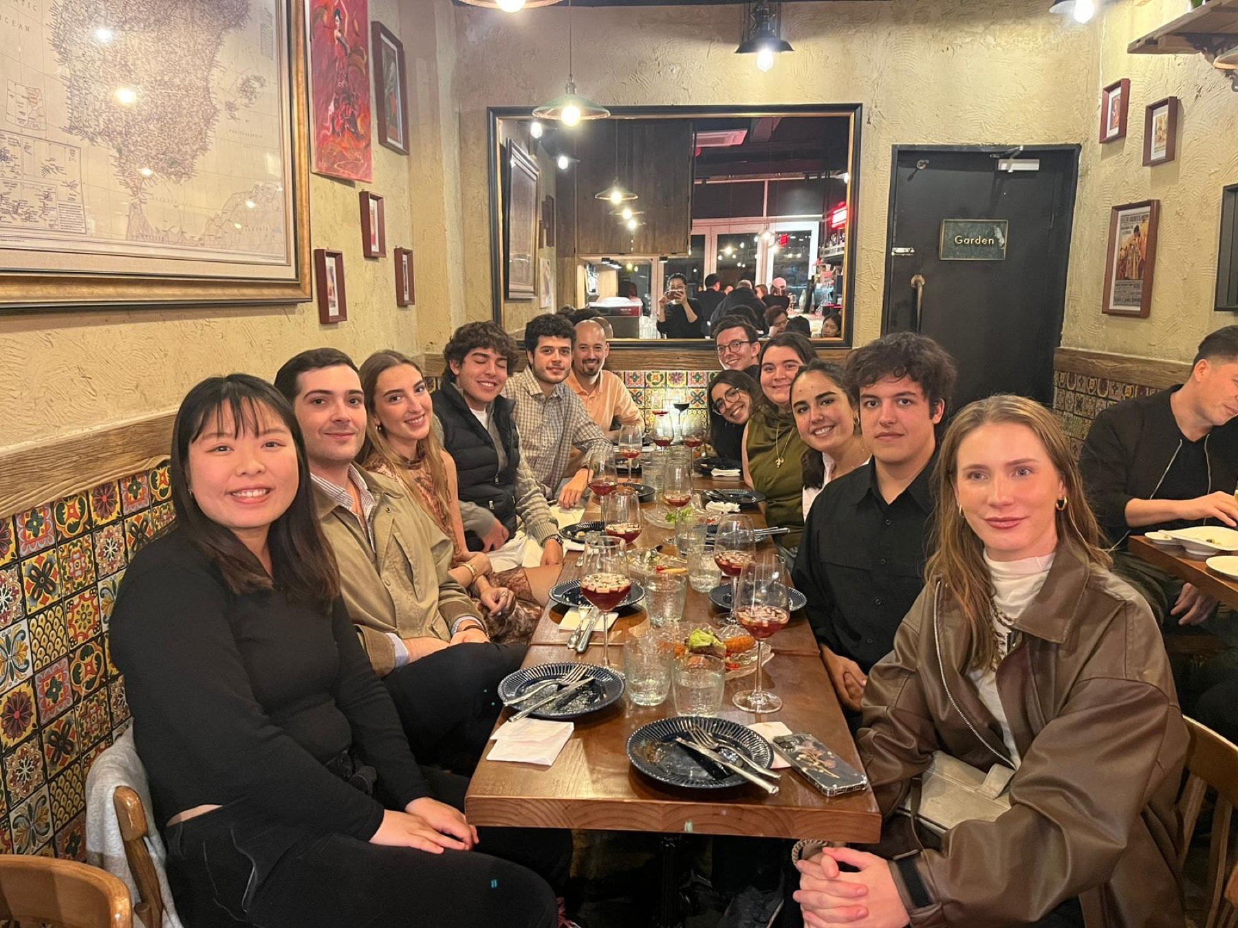 A Young Professionals Committee dinner, at one long table.